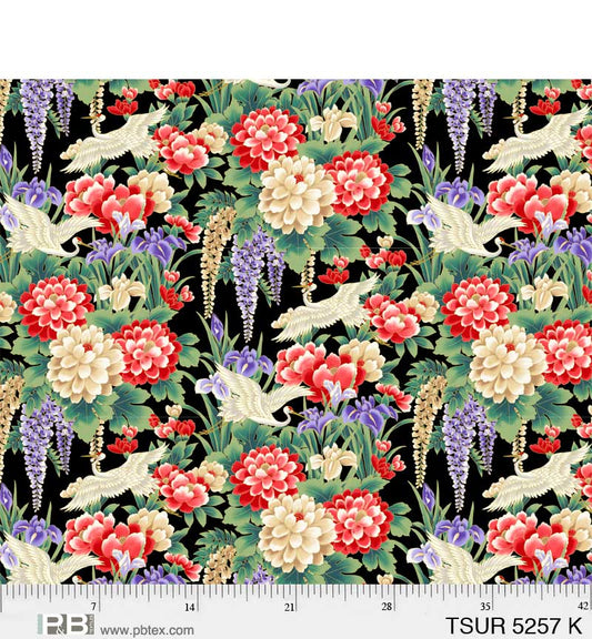 Tsuru Main Allover Black - P&B Textiles
