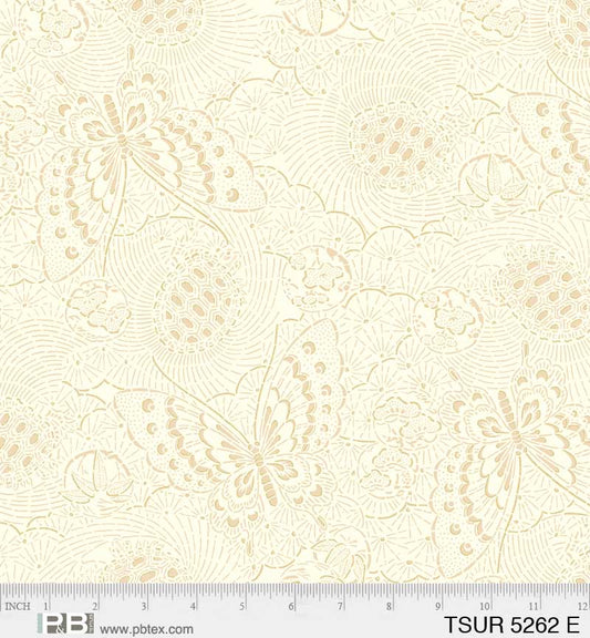 Tsuru Butterfly Linework Gold - P&B Textiles