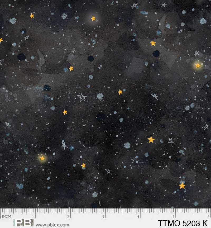 To The Moon Night Sky Black - By: P&B Textiles