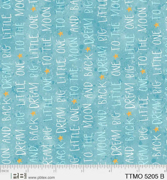 To The Moon Running Words Blue - By: P&B Textiles