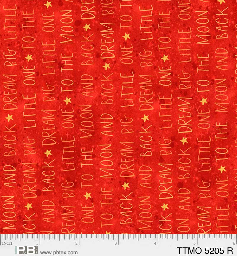 To The Moon Running Words Red - By: P&B Textiles