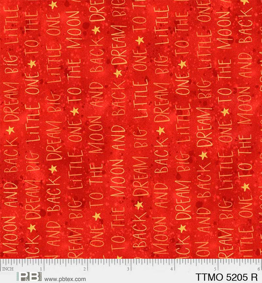 To The Moon Running Words Red - By: P&B Textiles