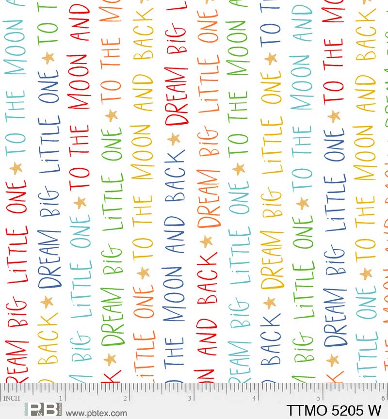 To The Moon Running Words White - By: P&B Textiles