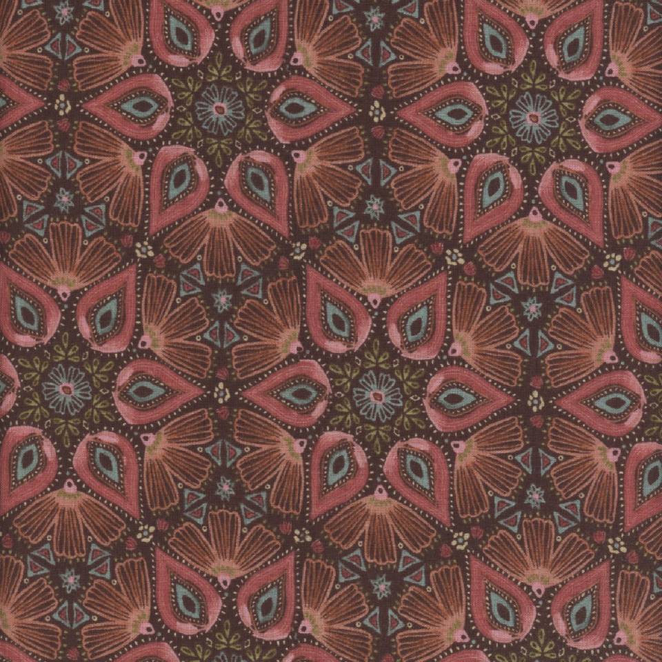 Floralscape Suzani Medallions Brown - Wilmington Prints