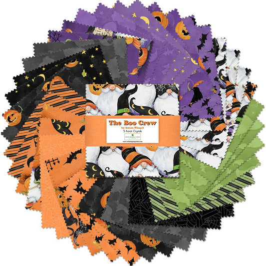 WILMINGTON PRINTS THE BOO CREW FIVE KARAT CRYSTALS 5 INCH SQUARES