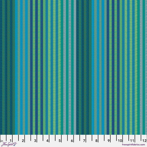 Caterpillar Stripe Aqua - Free Spirit Fabrics
