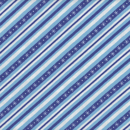 Woodland Gifts Diagonal Stripe Blue By Makiko for Wilmington Prints.