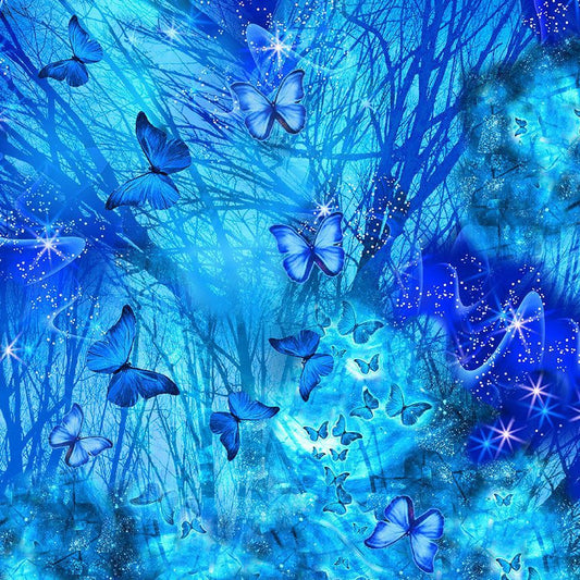 Bright Night Butterflies Royalty: Turquises - Timeless Treasures