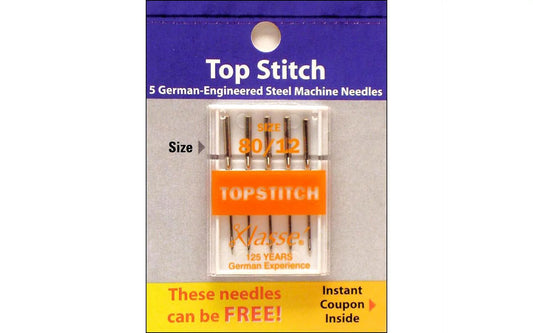 Klasse Topstitch 80/12 Needle 5 Per Pack