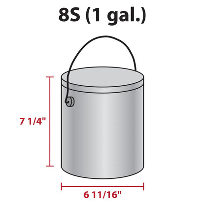 White Solid Tall Round Tin Container with Handle Size 8S (1 gal) 6 11/16" x 7 1/4"