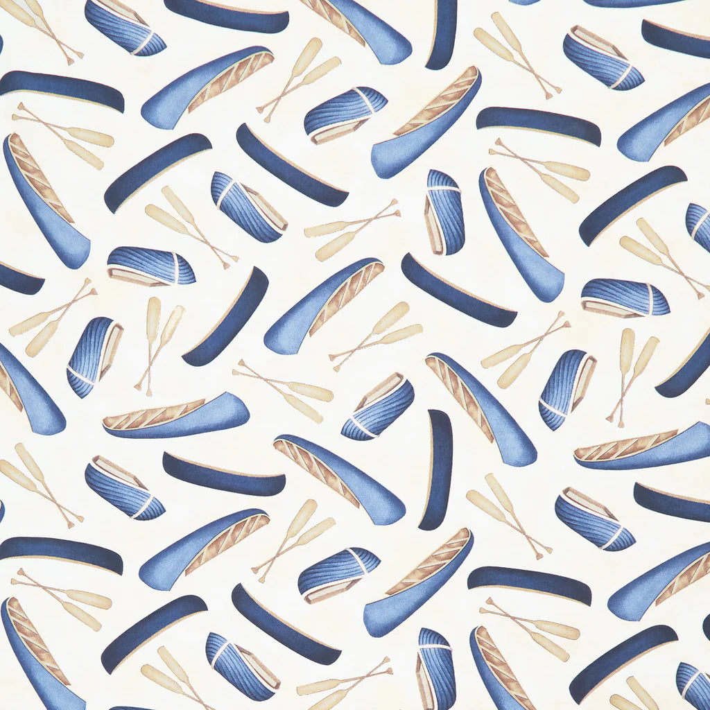 Boat and Oar Toss Cream - Wilmington Prints