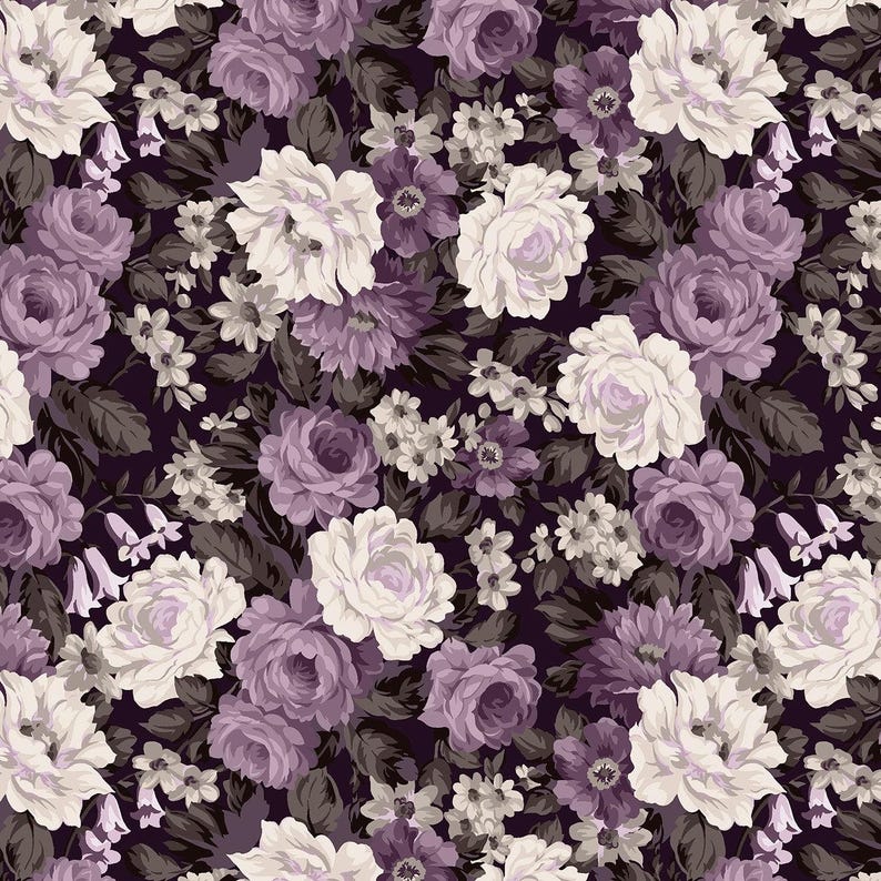 Blackberry Bramble Purple Packed Floral - Wilmington prints