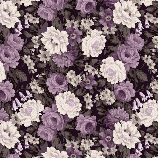 Blackberry Bramble Purple Packed Floral - Wilmington prints