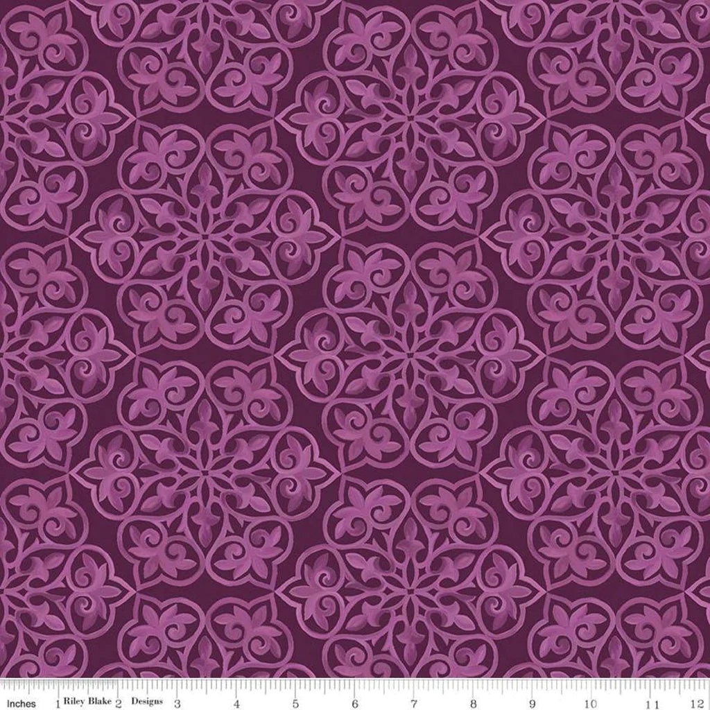 Riley Blake Designs Blissful Blooms Damask C11912 Eggplant
