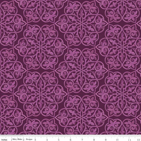 Riley Blake Designs Blissful Blooms Damask C11912 Eggplant