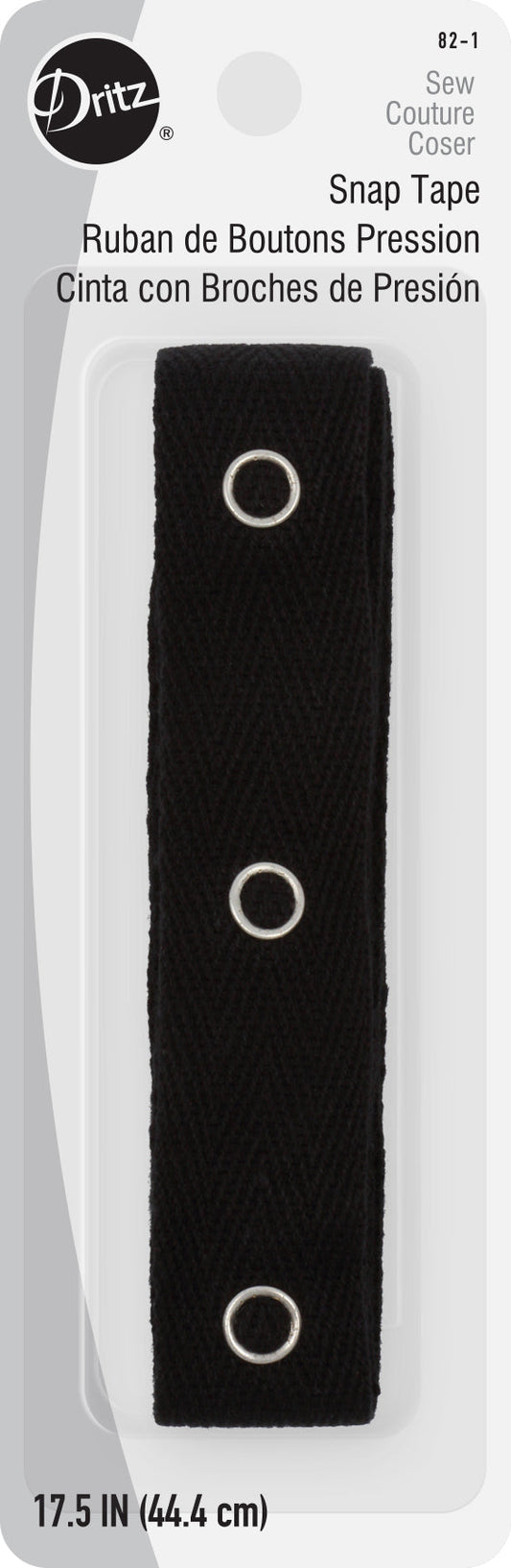 Dritz Snap Tape 17.5" (44.4cm) 12 Snaps - Black