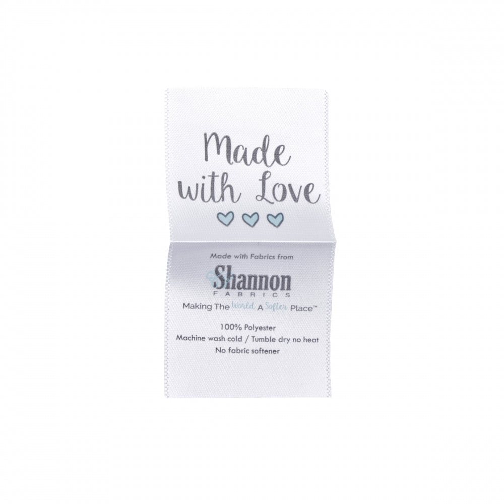 Made with Love Satin Labels 5pk. - Shannon Fabrics