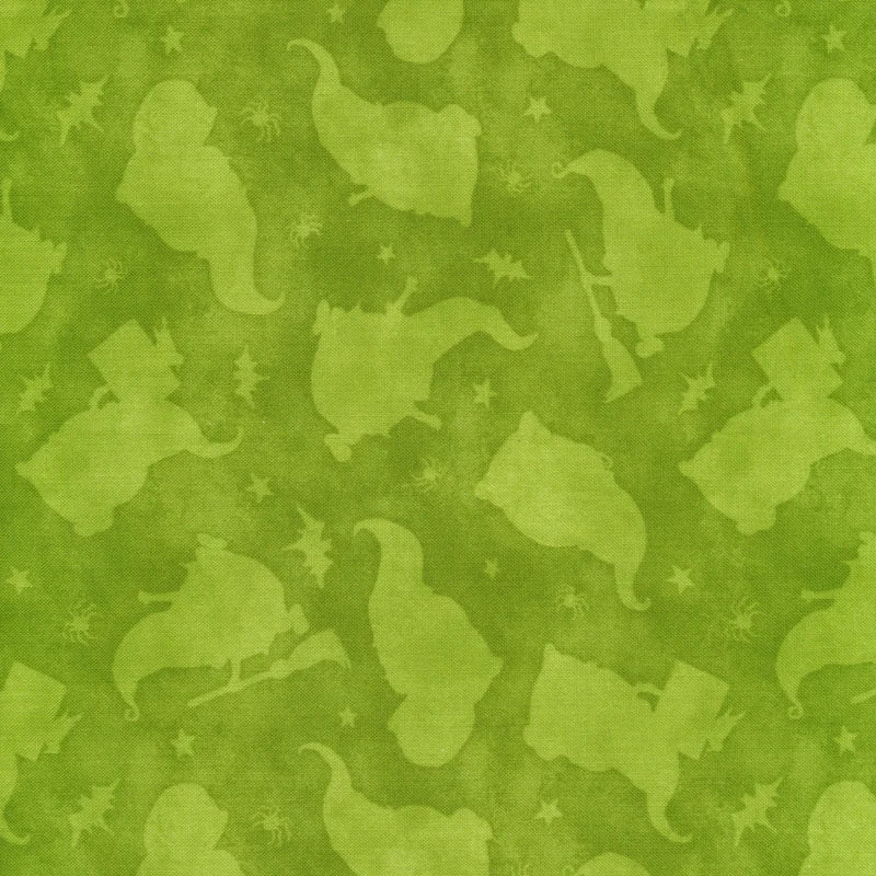 The Boo Crew Tonal Gnomes Toss Green by Susan Winget for Wilmington Prints