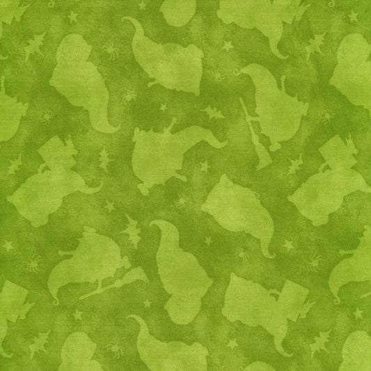 The Boo Crew Tonal Gnomes Toss Green by Susan Winget for Wilmington Prints
