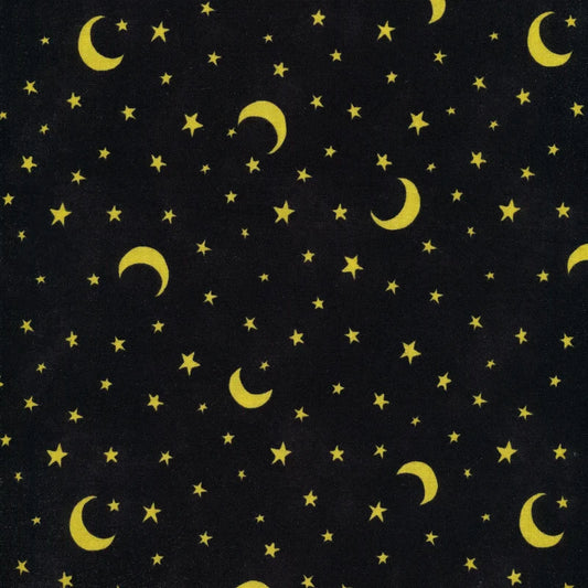 The Boo Crew Stars & Moons Toss Black by Susan Winget for Wilmington Prints