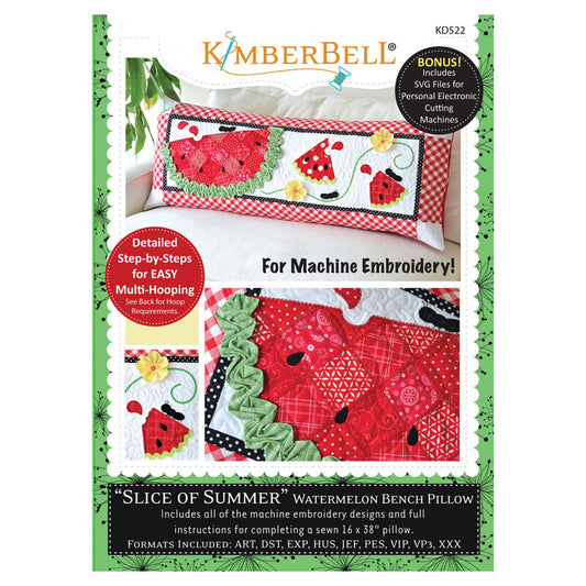 Slice Of Summer Watermelon Bench Pillow Embroidery CD - Kimberbell
