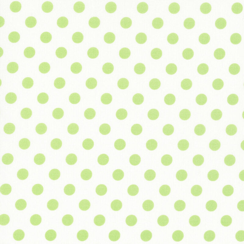 White & Large Pale Green Dots - Kimberbell Basics / Maywood Studio