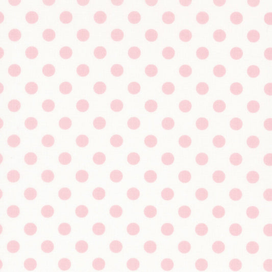 White & Large Pale Pink Dots - Kimberbell Basics / Maywood Studio