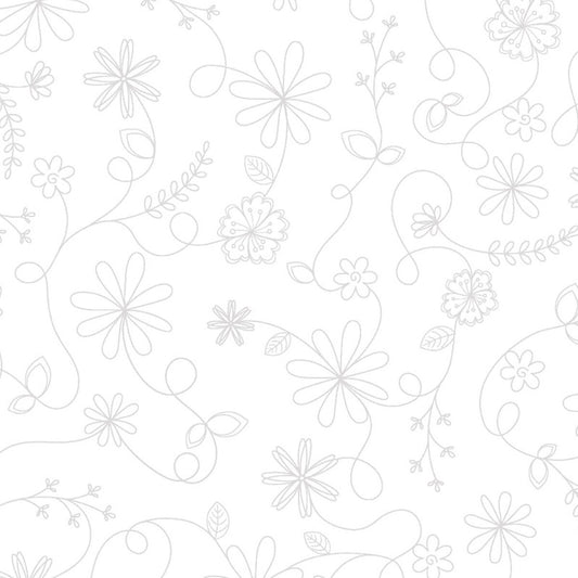 Kimberbell Basics Floral Swirl White on White