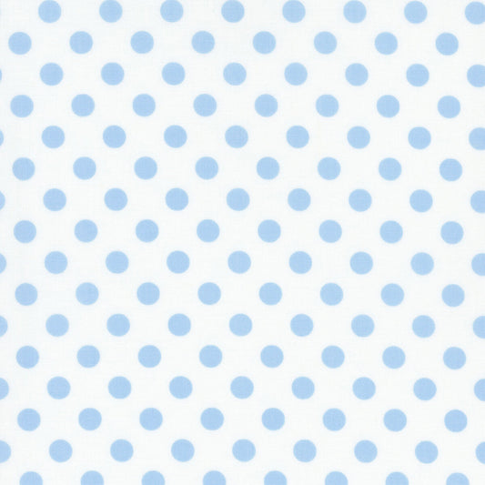 White & Large Sky Blue Dots - Kimberbell Basics / Maywood Studio