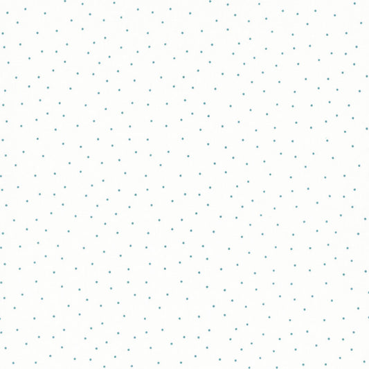 White & Small Teal Dots - Kimberbell Basics / Maywood Studio