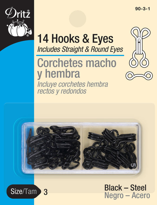 Dritz 14 Hooks & Eyes Size-3 Black
