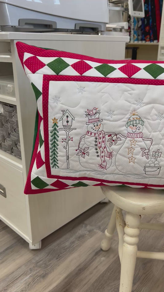 Christmas in July snowman bench pillow - Julie Blake.