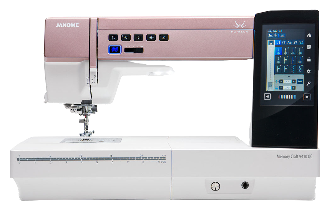 Janome Horizon Memory Craft 9410QC sewing and quilting machine, front view