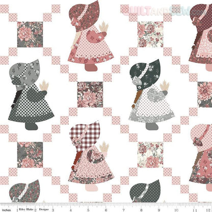 108" Wide Back A Walk on the Prairie Sunbonnet Sue White - Riley Blake