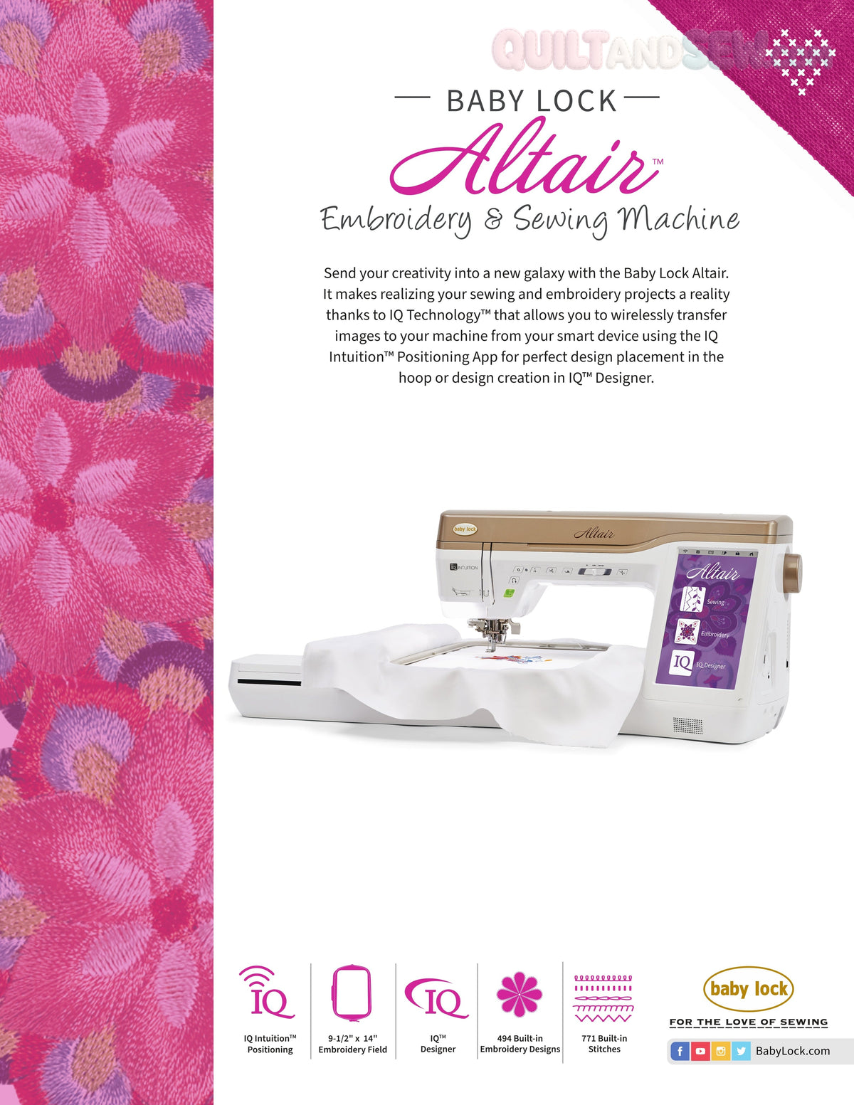 Baby Lock Altair 2 Sewing and Embroidery Machine