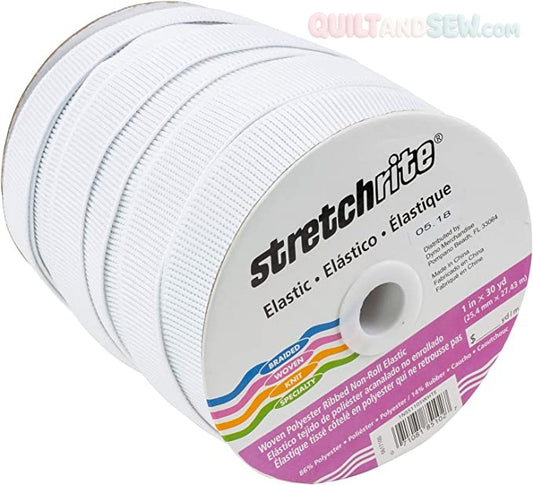 Stretchrite 1-Inch by 30-Yard Woven Polyester White Ribbed Non-Roll 1NSS1105WHTE