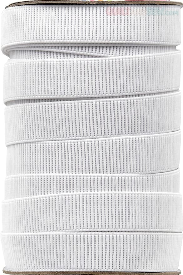 Stretchrite 3/4-Inch by 45-Yard White Ribbed Non-Roll Woven Polyester Elastic Spool