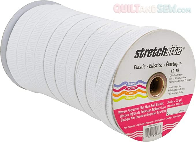 Stretchrite Woven Polyester Elastic Spool, 3/4-Inch by 75-Yard, White