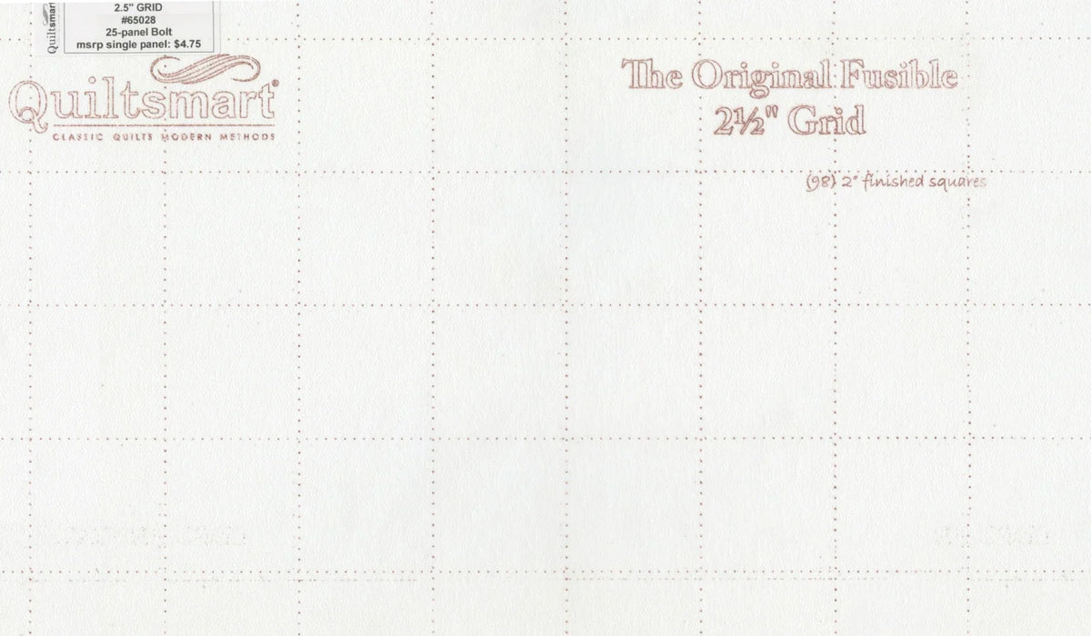 Quiltsmart 2.5" Square Grid Printed Fusible Interfacing Panel #65028