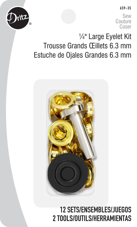 Dritz 1/4" Large Eyelet Kit, 12 Set, Brass