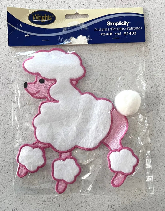 PNK/WHT Poodle Applique - Wrights