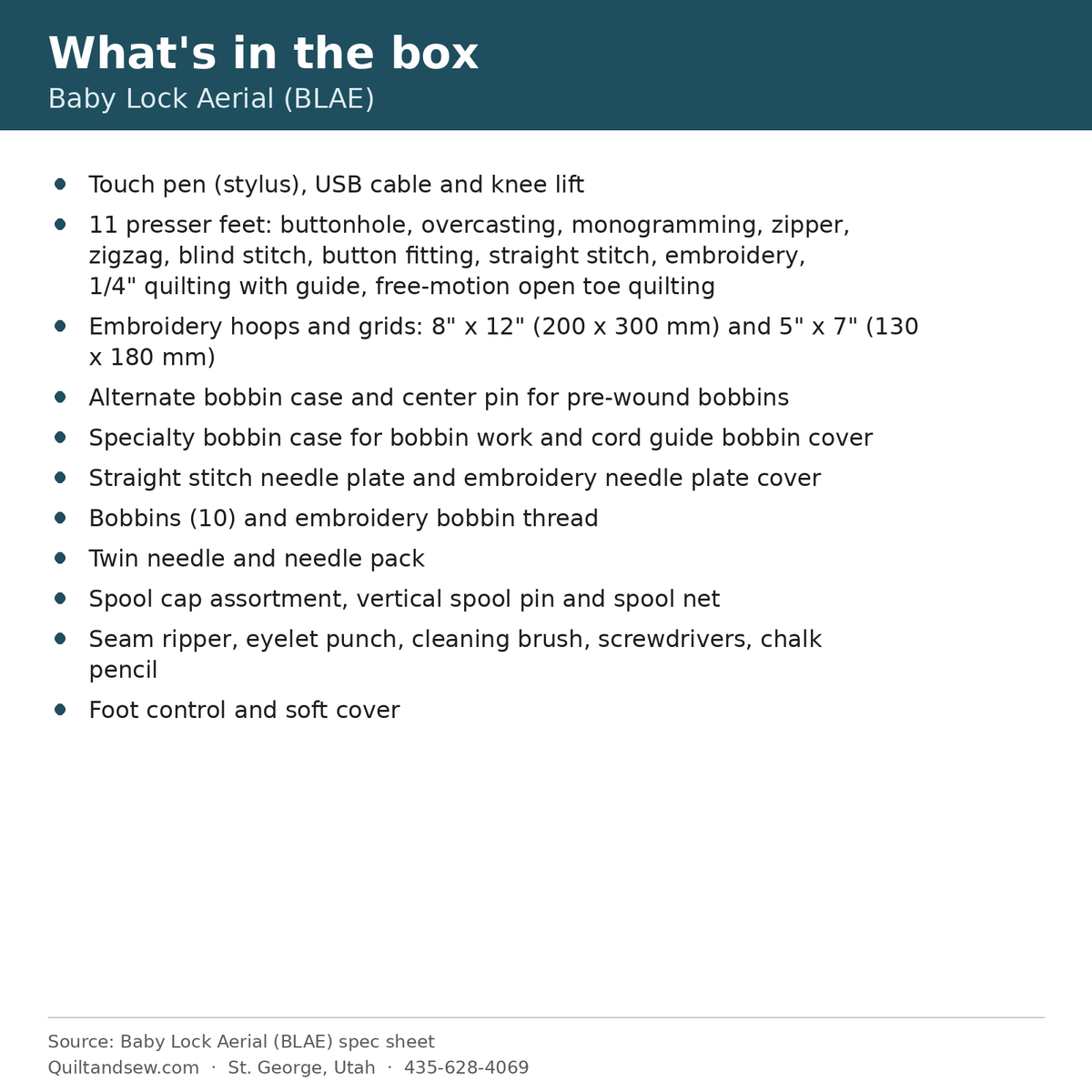 What's in the box - Baby Lock Aerial Sewing and Embroidery Machine
