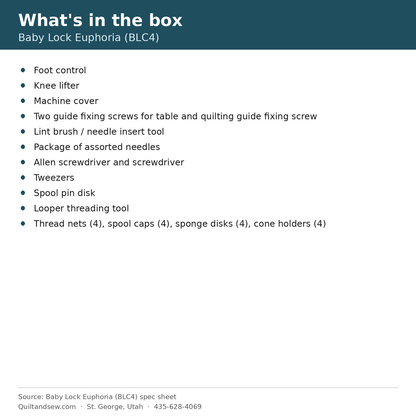 What's in the box - Baby Lock Euphoria Cover Stitch