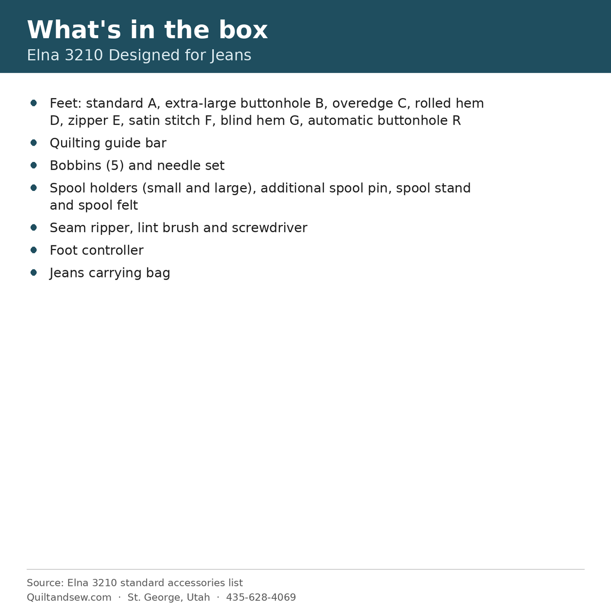 What's in the box - Elna EL3210 JEANS