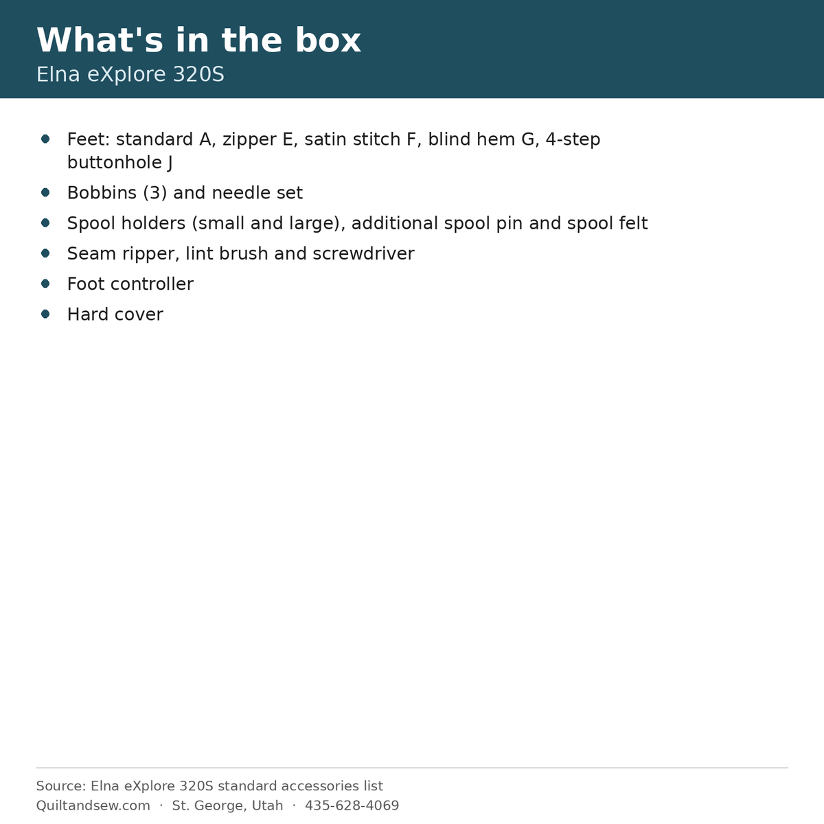 What's in the box - Elna eXplore 320S