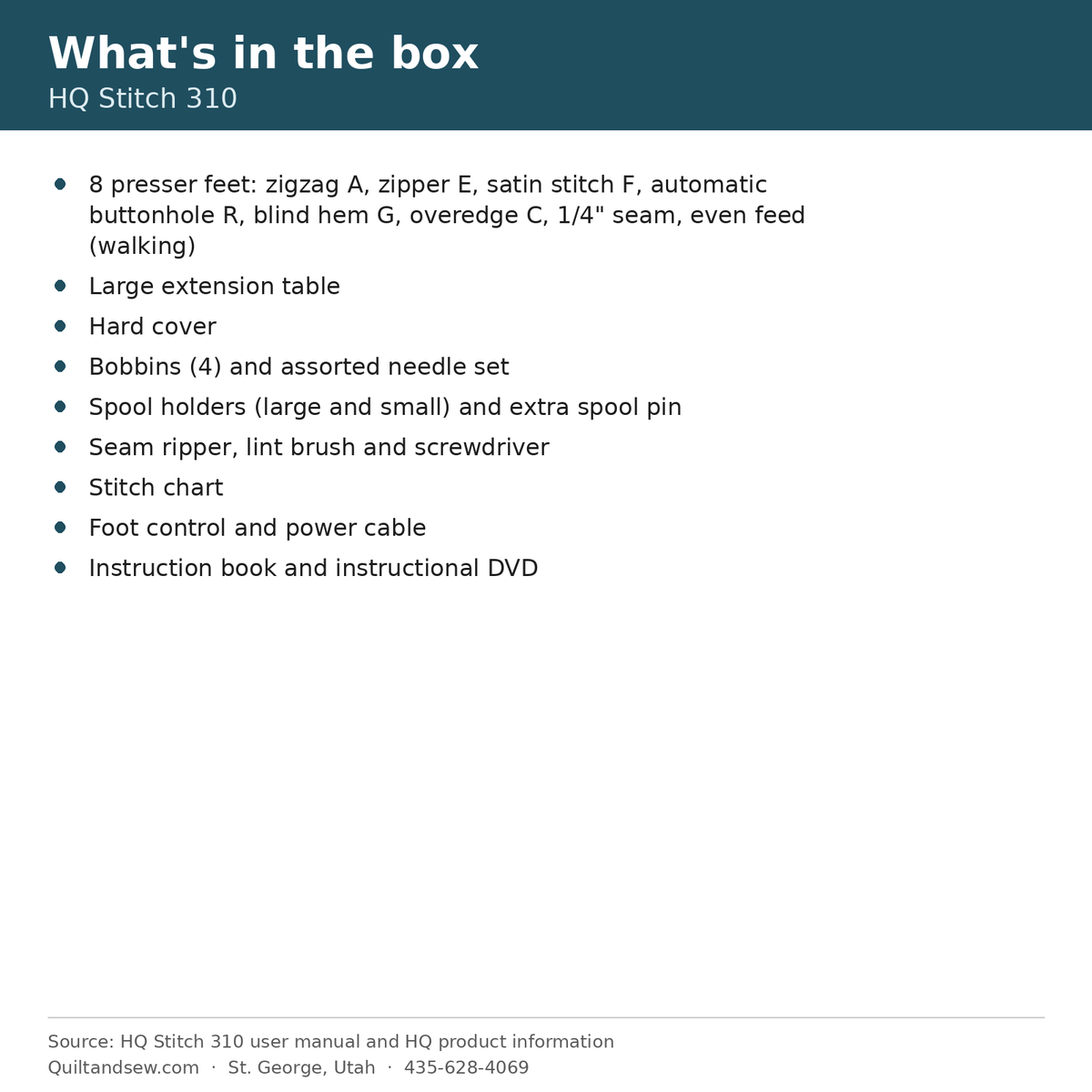 What's in the box - Handi Quilter Stitch 310 Sewing Machine