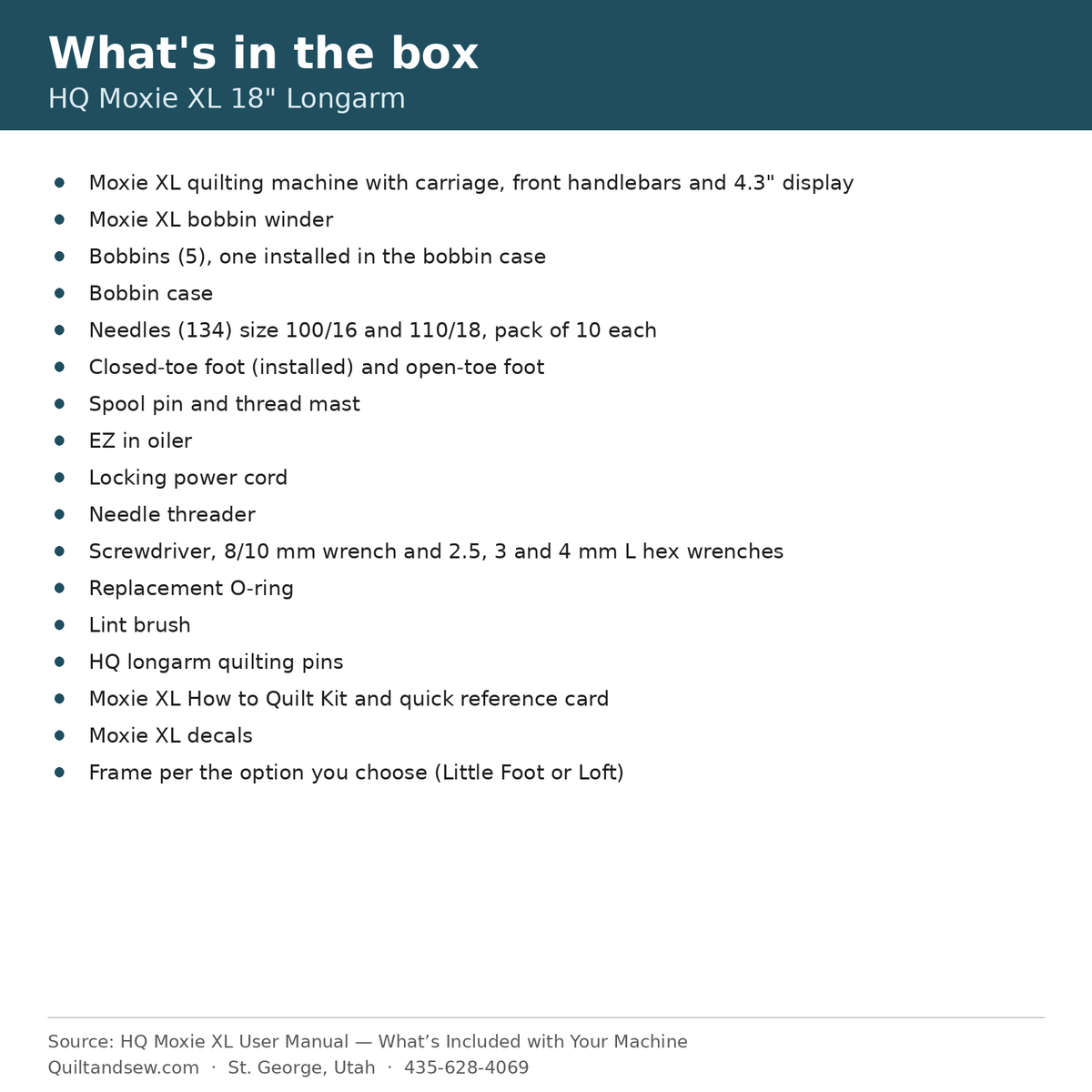 HQ Moxie XL what's in the box list
