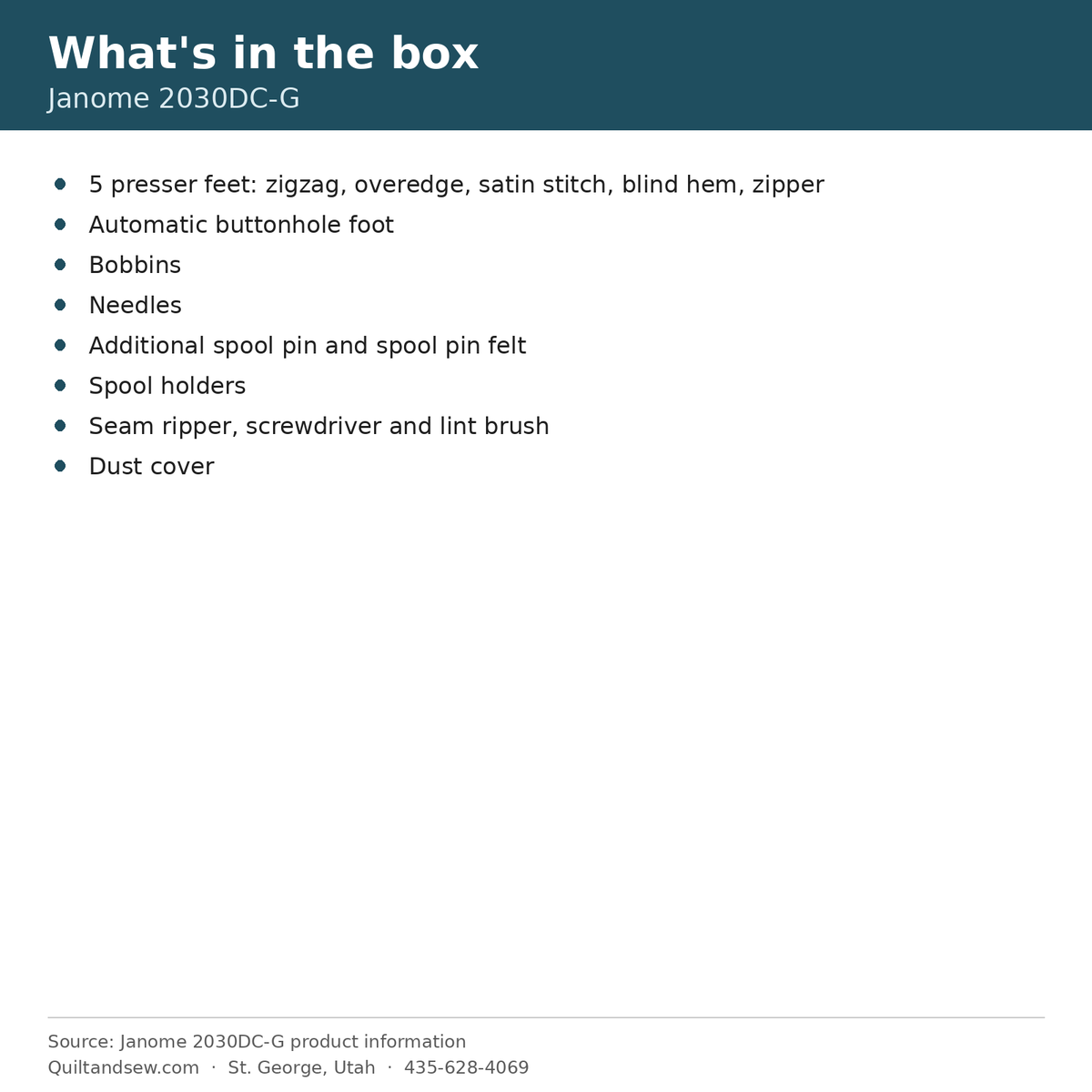 What's in the box - Janome 2030DC-G