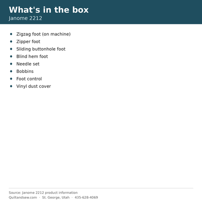What's in the box - Janome 2212