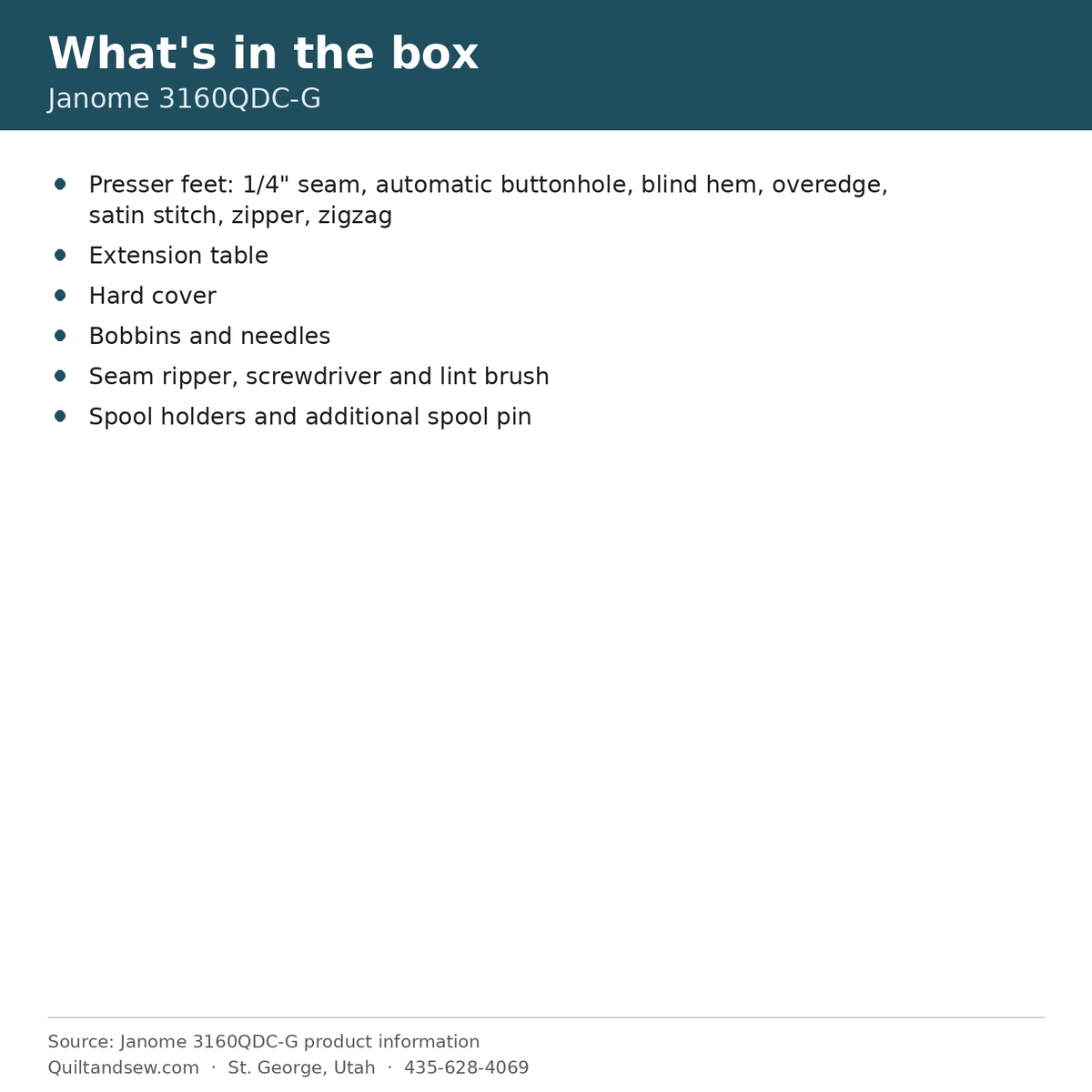 What's in the box - Janome 3160QDC-G
